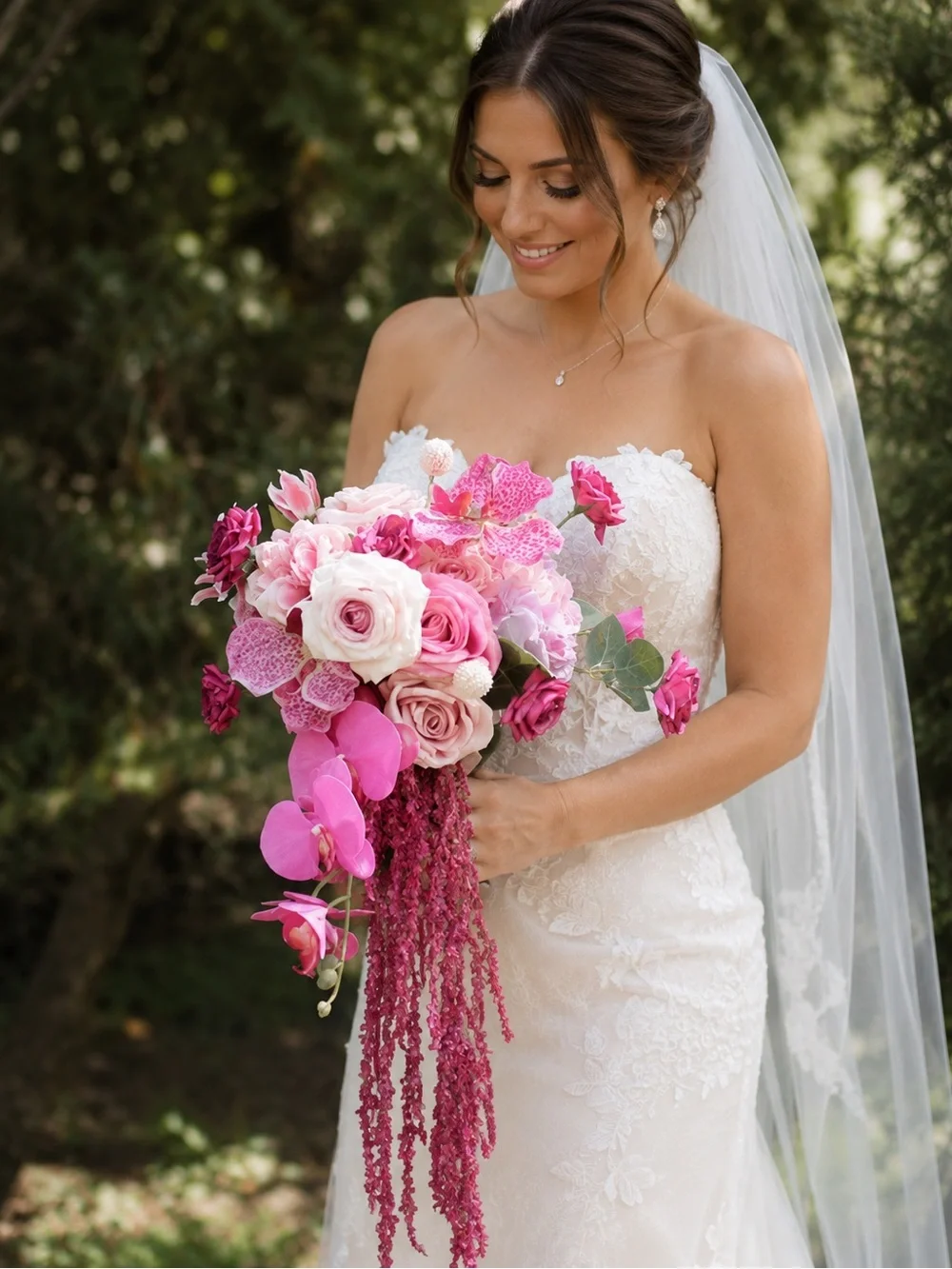 Elegant Pink Faux Floral Bouquet Bridal